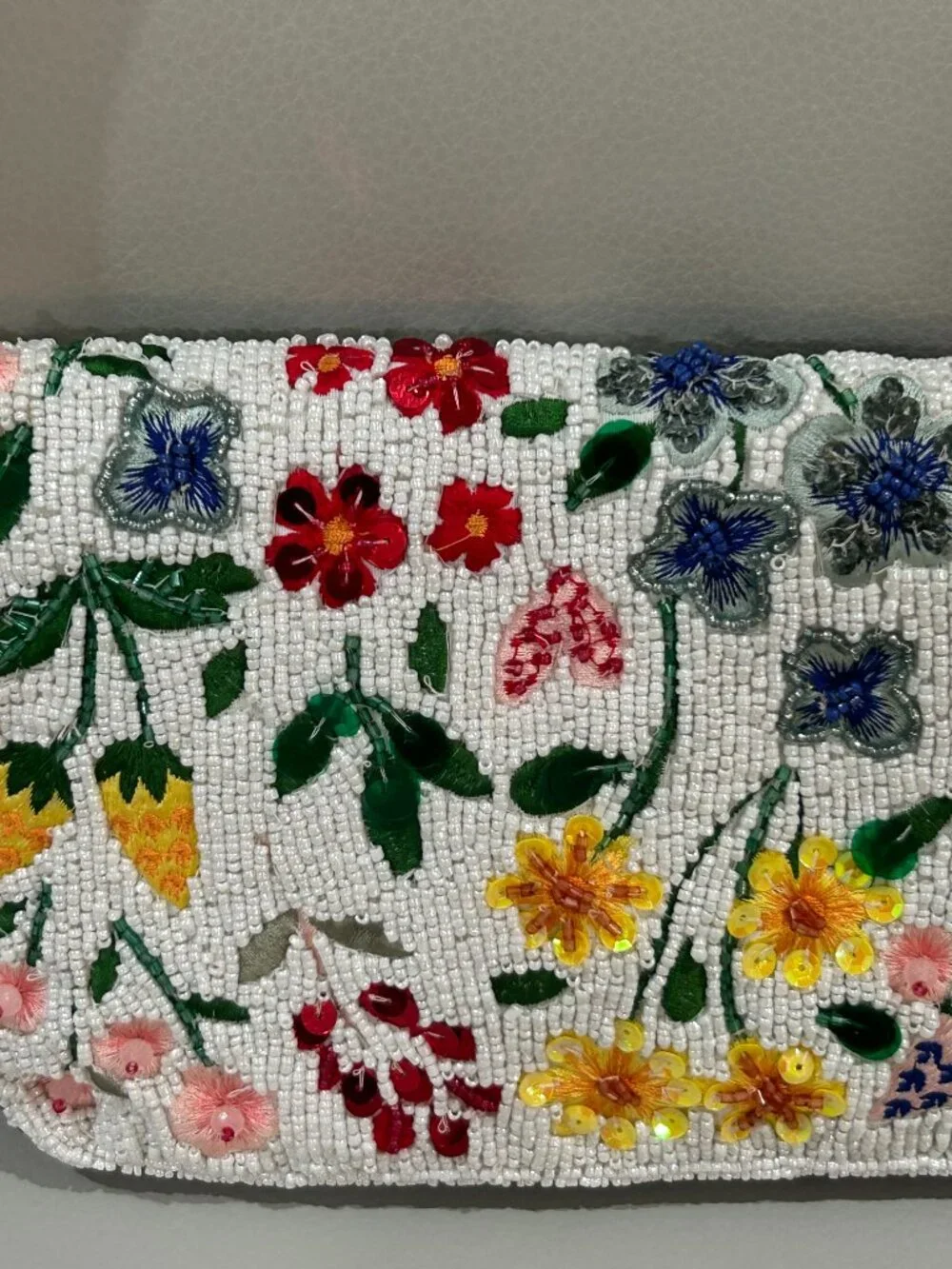 Beaded Spring Wildflower Bag Handcrafted in India Clutch or Shoulder Bag NWT
